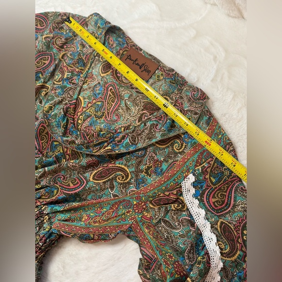 Pink and Silver Gypsy Bohemian Asymmetrical Layered Midi Dress w/ Crochet Trim - Picture 11 of 16